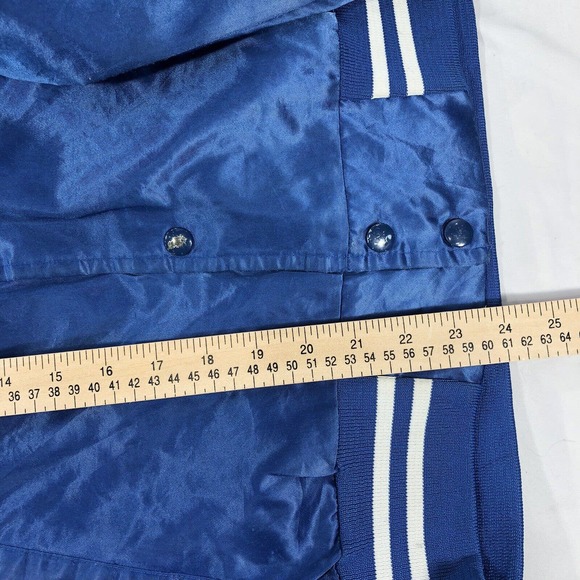 VTG GAUDET MIDDLE SCHOOL MIDDLETON VARSITY JACKET YOUTH MEDIUM SNAP BUTTON BLUE - Picture 16 of 16